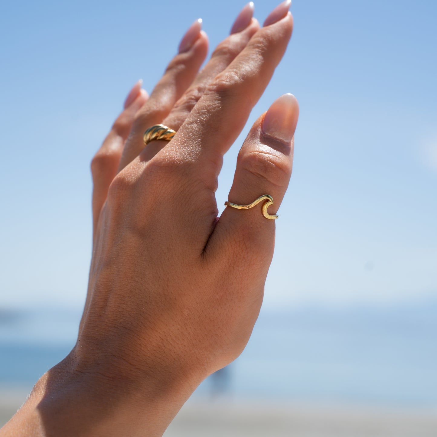 Bague vague ajustable en argent sterling