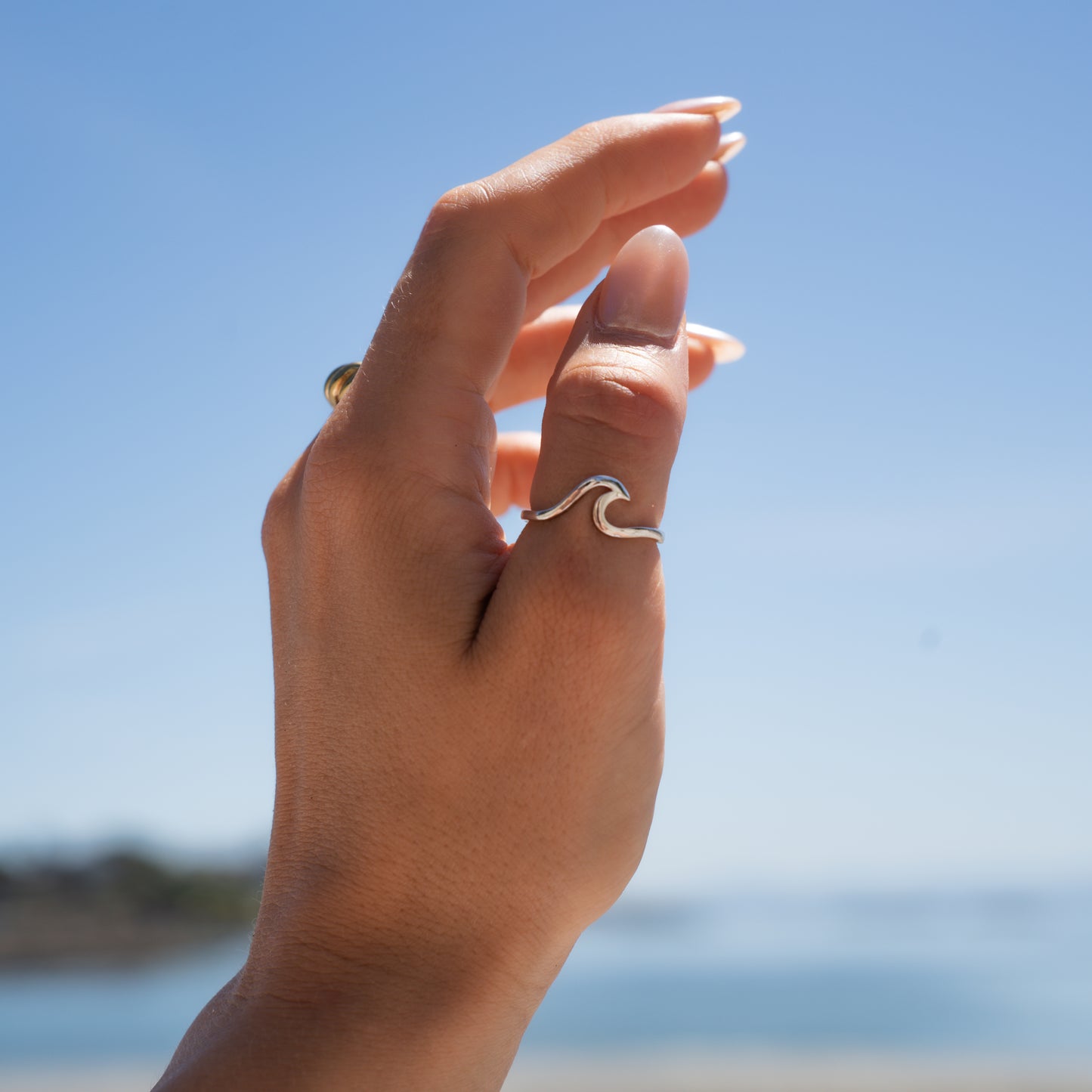Bague vague ajustable en argent sterling