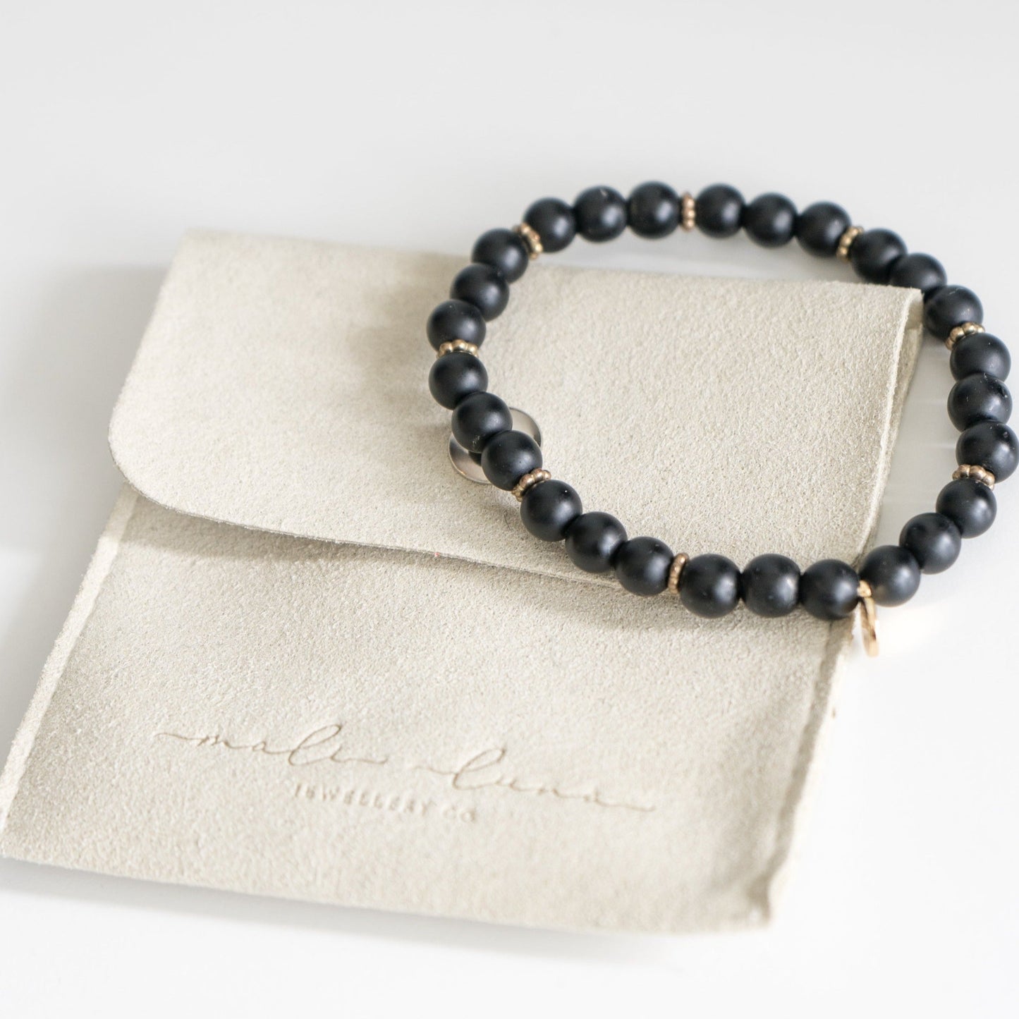 Bracelet en perles d'agate noire