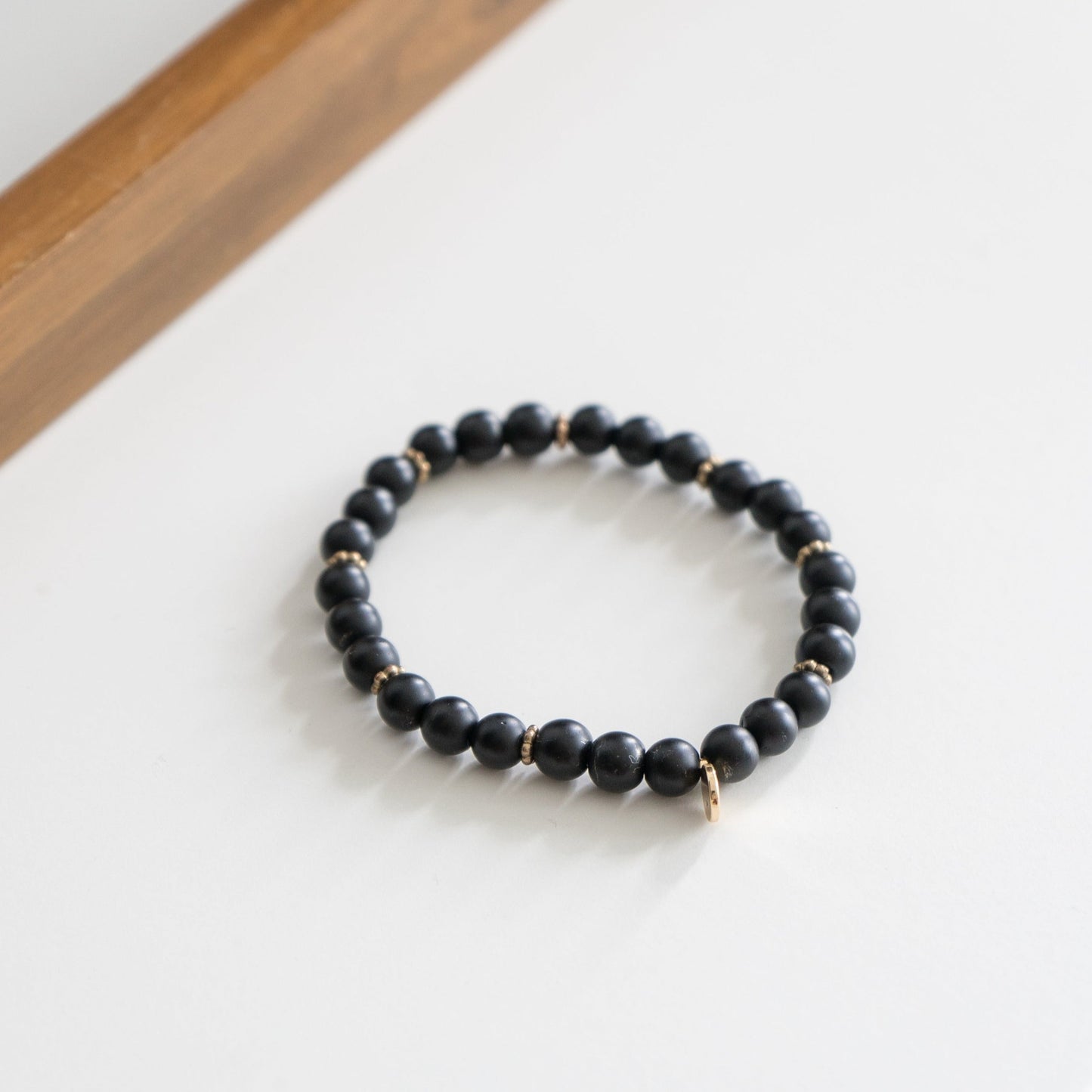 Bracelet en perles d'agate noire
