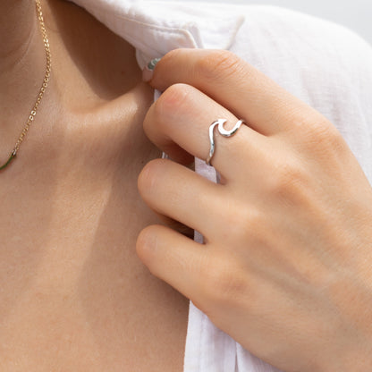 Bague vague ajustable en argent sterling