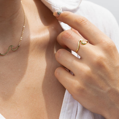 Bague vague ajustable en argent sterling