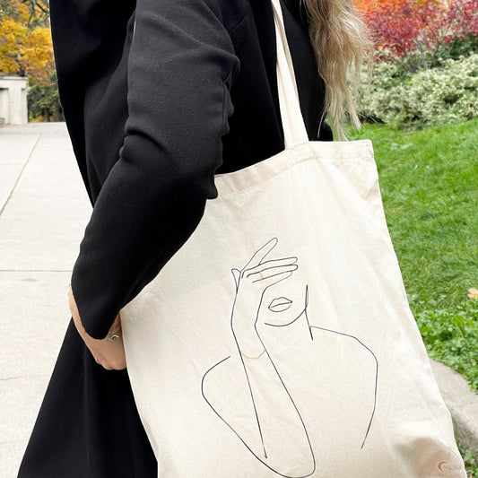 Line Art Tote with Gold Accents